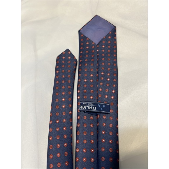 Men's Tie Italian Handmade 100% Silk Blue Red Patriotic Colors - Picture 4 of 5